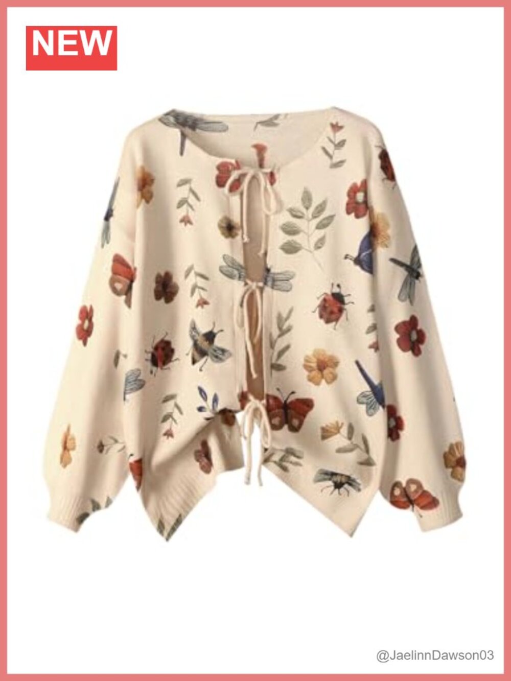 Plus Size Floral Lace Up Cardigan Sweater Loose Lightweight